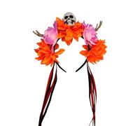 Tnxpumi Coiffe multicolore pour Halloween, tête de mort, fantôme, bal masqué, fleurs, bandeau pour femme (#3)