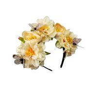 Tnxpumi Coiffe pour Halloween, Noël, papillon, fleurs, bal masqué, fête mexicaine, bandeau pour femme (champagne)