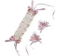 Tnxpumi Lolita Serre-tête oreilles de chat avec nœud et épingles à cheveux pour femme (rose beige)