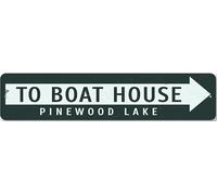 To Boat House Arrow Sign Personalized Lake Name Metal Wall Decor
