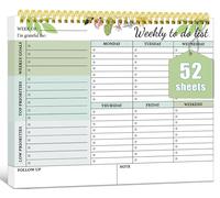 To Do List Bloc Note, Agenda Planificateur Hebdomadaire non Daté 52 Feuilles, Planner Semainier Contrôle pour le Travail et la vie Personnelle Organiser les Tâches Quotidiennes Calendrier