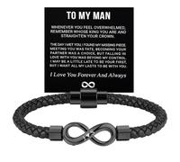 To My Man - Bracelet personnalisé infini en acier inoxydable avec nom personnalisé pour homme, bracelets tressés personnalisés, bracelets pour homme pour la Saint-Valentin, anniversaire, cadeaux pour