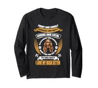To This Face I Love My Irish Setter Dog Funny Puppy Dogs Manche Longue
