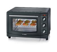 SEVERIN Mini-Four 20 L avec grille et plaque de cuisson incluses, Four posable 1 500 W design simple et élégant, Mini-four électrique avec minuteur 60 min, Noir, TO 2067