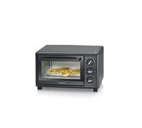 SEVERIN Mini-Four 20 L avec grille et plaque de cuisson incluses, Four posable 1 600 W design simple et élégant, Mini-four électrique avec minuteur 120 min, Noir, TO 2078