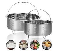 Toaboa 2 Ensembles Dämpfeinsatz en Acier Inoxydable 22cm/17.5cm, Panier à Vapeur avec Poignées et Pieds, Réchauffement Uniforme, Corbeille à Vapeur, Dämpfeinsatz, Panier à Étuver pour Casseroles