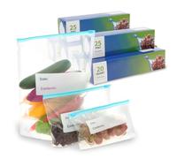 Toaboa Lot de 120 sacs de congélation à fermeture éclair - 3,5 l x 30 cm - 1 l x 40 cm - 0,5 l x 50 l - Avec fermeture éclair - Anti-fuite - Résistant à l'humidité - Résistant aux hautes températures