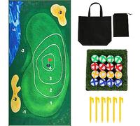 Toaboa Lot de 26 mini balles de golf 150 x 80 cm, résistantes à la déchirure, avec 16 balles adhésives, 6 ancrages au sol, gazon artificiel, 2 sacs de rangement, cadeau pour enfants