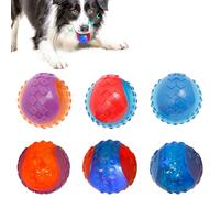 Toaboa Lot de 6 balles couinantes pour Chien - - avec système de Flash Automatique - TPR Souple - 6,5 cm - Couleurs Vives - pour Nettoyer Les Dents et soulager Le Stress