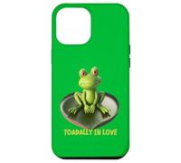Toadally in Love Coussin de lys en Forme de Grenouille Assise sur Un cœur Coque pour iPhone 12 Pro Max