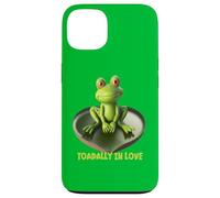 Toadally in Love Coussin de lys en Forme de Grenouille Assise sur Un cœur Coque pour iPhone 13