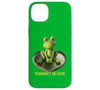 Toadally in Love Coussin de lys en Forme de Grenouille Assise sur Un cœur Coque pour iPhone 14 Plus