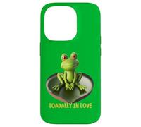 Toadally in Love Coussin de lys en Forme de Grenouille Assise sur Un cœur Coque pour iPhone 14 Pro