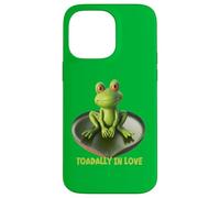 Toadally in Love Coussin de lys en Forme de Grenouille Assise sur Un cœur Coque pour iPhone 14 Pro Max