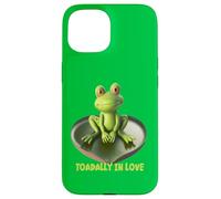 Toadally in Love Coussin de lys en Forme de Grenouille Assise sur Un cœur Coque pour iPhone 15