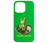 Toadally in Love Coussin de lys en Forme de Grenouille Assise sur Un cœur Coque pour iPhone 15 Pro Max