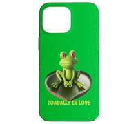 Toadally in Love Coussin de lys en Forme de Grenouille Assise sur Un cœur Coque pour iPhone 16 Pro Max