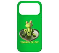 Toadally in Love Coussin de lys en Forme de Grenouille Assise sur Un cœur Coque pour iPhone 17 Pro Max