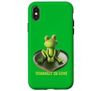 Toadally in Love Coussin de lys en Forme de Grenouille Assise sur Un cœur Coque pour iPhone X/XS