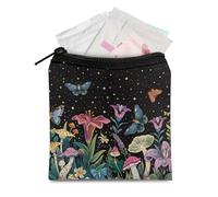 TOADDMOS 1 sac de serviette hygiénique portable à fermeture éclair pour la période menstruelle, adolescente, femme, cadeau, champignon, papillon, petit support de rangement