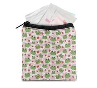 TOADDMOS 1 sac de serviette hygiénique portable à fermeture éclair pour période menstruelle, adolescente, femme, cadeau, grenouille, fraise, petit support de rangement léger