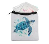 TOADDMOS 1 sac de serviette hygiénique pour menstruation, adolescente, femme, femme, motif tortue de mer, léger, fermeture éclair