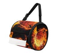 TOADDMOS Burning Fire Sac de rangement rond pour serviettes en papier de basket-ball Lavable à la main Réutilisable Résistant aux chats Convient pour le camping, la salle de bain, la randonnée, les