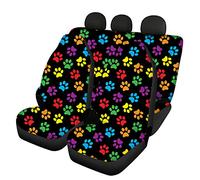 ToadDMOS Ensemble complet de housses de siège de voiture avec motif pattes de chiot et pattes de chiot, doux et confortables, ensemble de housses de banquette fendues, accessoires d’intérieur pour