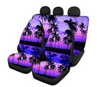ToadDMOS Ensemble complet de housses de siège de voiture avec motif tropical, coucher de soleil et palmiers pour voiture, style hawaïen, accessoires d’intérieur universel