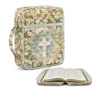 TOADDMOS Étui de protection pour la Bible avec fermeture éclair et poignée de transport matelassée pour femme Motif floral