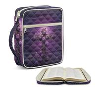 TOADDMOS Étuis de bible avec roses violettes pour femme - Housse de protection matelassée avec poignée fourre-tout - Accessoires de transport tendance