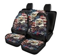 TOADDMOS Flag Eagles Lot complet de 4 housses de siège auto pour sièges avant et arrière en polyester élastique Protection complète universelle pour voitures, berlines et SUV