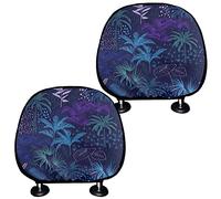 TOADDMOS Housse d'appui-tête de siège de voiture avec motif arbre hawaïen violet, respirante, facile à installer, garde votre appuie-tête propre