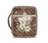 TOADDMOS Housse de bible en forme de fleur de lys pour femme - Matelassée - Fournitures d'étude biblique - Accessoires tendance avec poignée durable et plusieurs poches pour filles