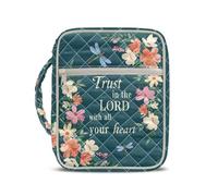 TOADDMOS Housse de bible en forme de libellule pour femme - Housse matelassée avec poignée - Légère - Fermeture éclair - Avec poignée fourre-tout