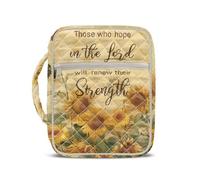 TOADDMOS Housse de bible en forme de tournesol jaune pour femme - Housse de bible matelassée avec poignée durable et fermeture éclair légère - Sac de transport avec poignée fourre-tout
