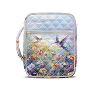 TOADDMOS Housse de bible matelassée à motif de colibri pour femme - Housse de protection matelassée avec poignée de transport - Accessoires de transport portable