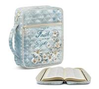 TOADDMOS Housse de bible matelassée blanche pour femme avec poignée et poche zippée avec poignée durable et plusieurs poches pour filles