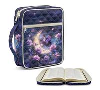 TOADDMOS Housse de bible matelassée légère avec poignée et plusieurs poches pour femme - Motif papillon violet