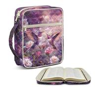 TOADDMOS Housse de bible matelassée pour femme avec poignée durable et poche zippée Motif colibris