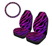 ToadDMOS Housse de protection pour siège avant de voiture avec volant de 38,1 cm - Motif zèbre - Universelle - Compatible avec voiture, camion, SUV, van, 3 pièces