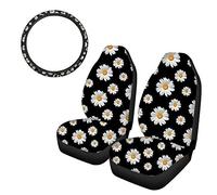 ToadDMOS Housse de selle universelle pour siège avant Motif marguerite floral Noir