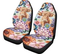 TOADDMOS Housse de siège de Voiture antidérapante pour sièges Avant Uniquement, Motif Mandala bohémien, Vache Highland, Confortable, Housse de Coussin pour décoration intérieure de Voiture
