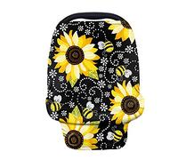 TOADDMOS Housse de siège de voiture avec imprimé tournesol et abeille pour filles et garçons, extensible, ultra douce, pour allaitement, chariot de courses, multi-usage