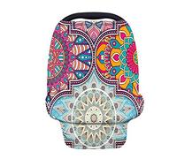 TOADDMOS Housse de siège de voiture extensible pour bébé, motif mandala coloré pour bébé, couverture d'allaitement, couverture d'allaitement, couverture douce et respirante pour siège auto, capote de courses, chaise haute, housses de poussette