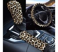 TOADDMOS Housse de volant et pommeau de levier de vitesse - Motif léopard - Décoration de véhicule universelle pour homme et femme