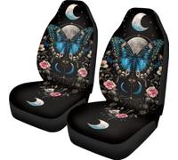 TOADDMOS Housses de siège de voiture en polyester de qualité supérieure pour femme, motif lune, papillon, rose, pour SUV, berlines, camions, camionnettes