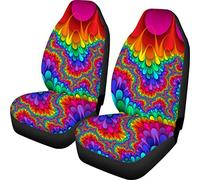 TOADDMOS Housses de siège universelles Arc-en-Ciel Hippie tie-Dye pour sièges Avant Uniquement, pour Voitures, SUV, berlines ou camionnettes