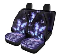 TOADDMOS Lot complet de 4 housses de siège de voiture avec motif papillon violet pour toutes les saisons, housses de siège avant et arrière, ajustement universel pour la plupart des voitures SUV