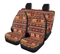 TOADDMOS Lot complet de 4 housses de siège de voiture motif aztèque - Protection toutes saisons - Pour sièges avant et arrière - Ajustement universel pour la plupart des voitures et SUV
